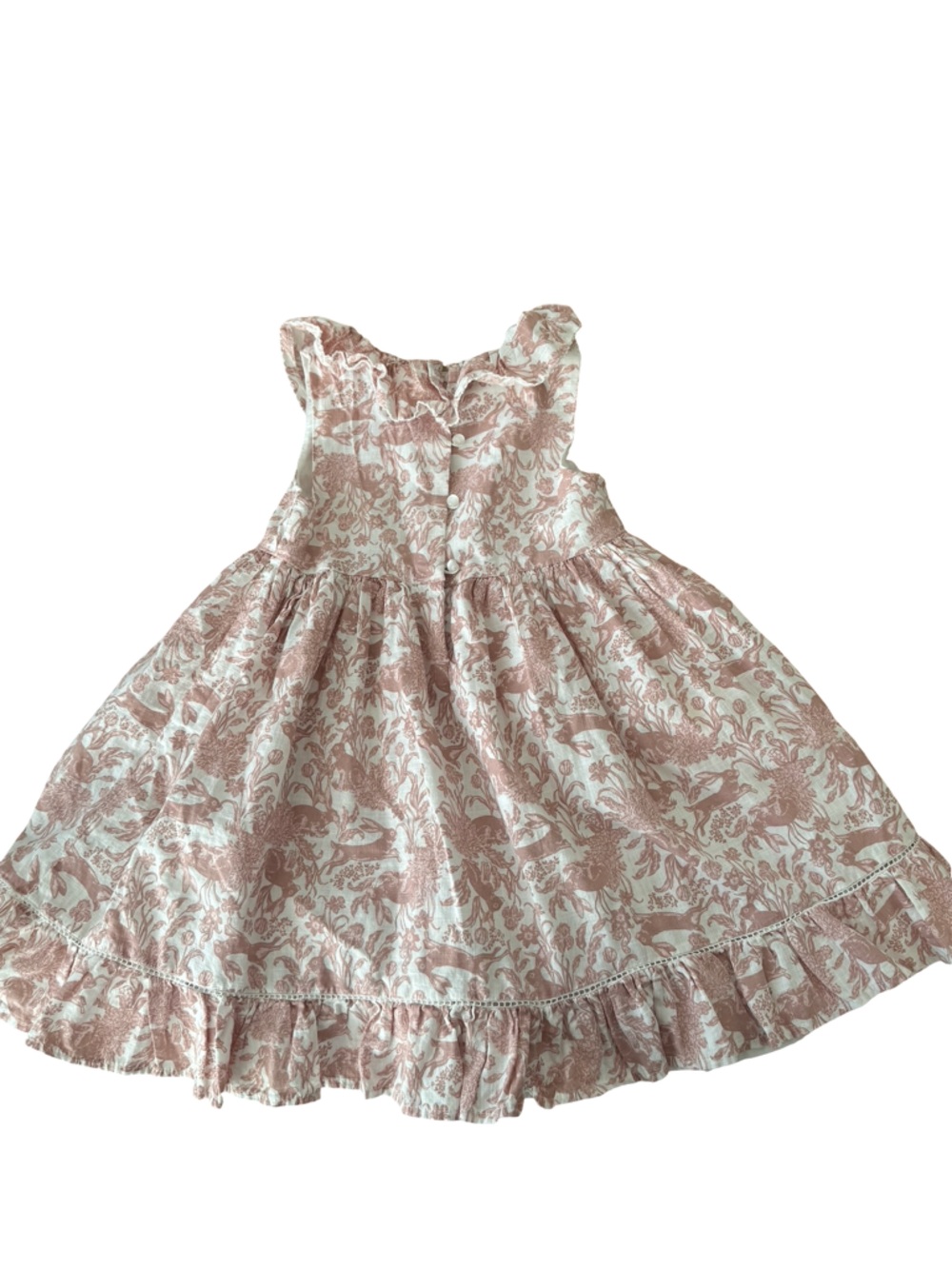 Girls 5T Pink Floral Ruffle Dress Cottagecore Sleeveless Party Easter - Picture 5 of 9
